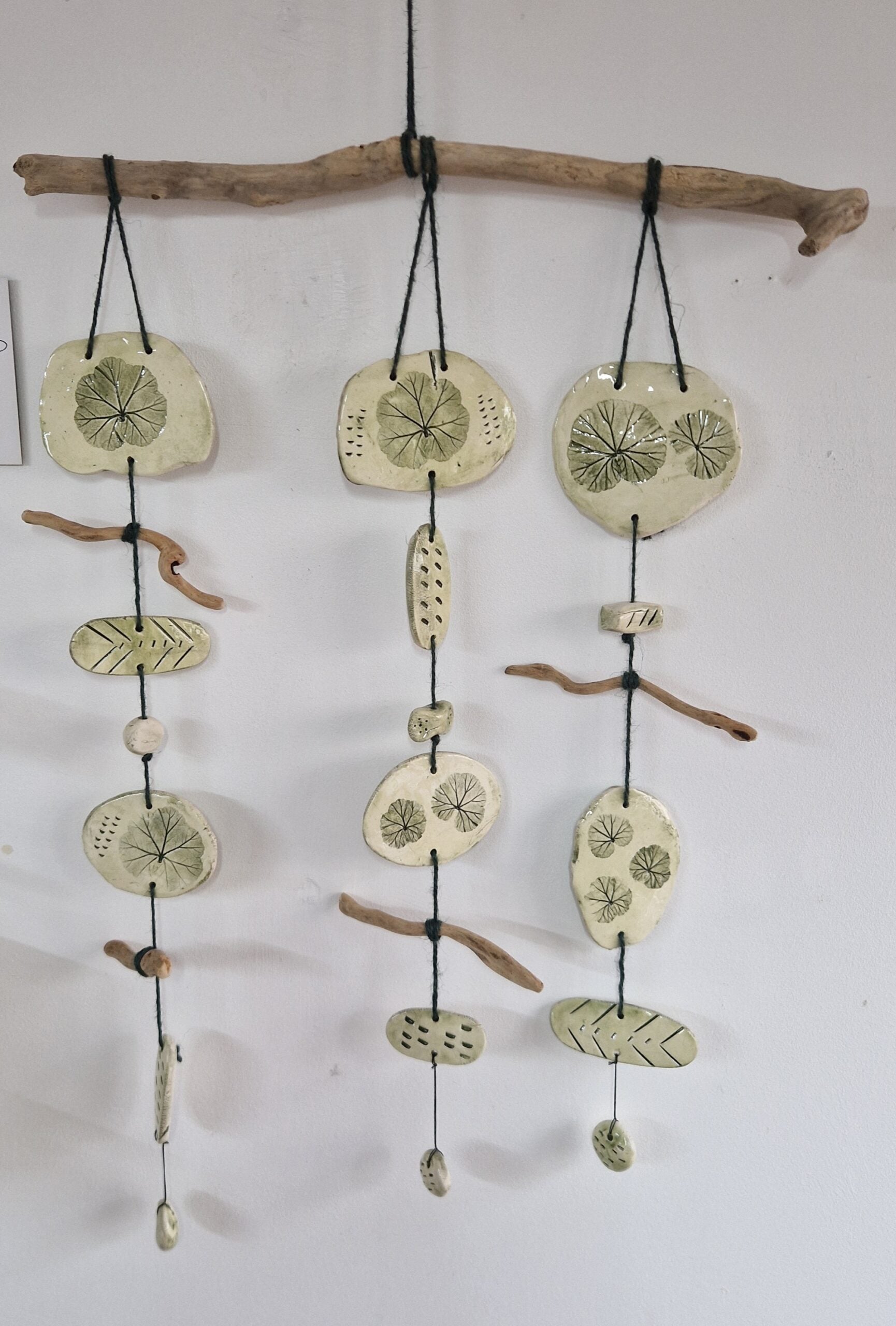 Make a leaf impression stoneware wall hanging